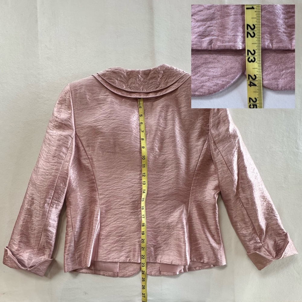 Dusty Pink Kasper Jacket with Rosette Accent & Vintage Faux Jeweled Buttons (12) - Picture 14 of 17